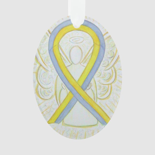 Ribbon de sensibilisation gris et jaune Angel Orne (devant)