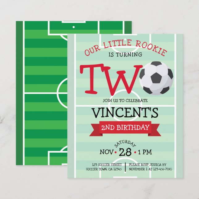 Ribbon de soccer mignon Budget 2e Invitation d'ann (Devant / Derrière)