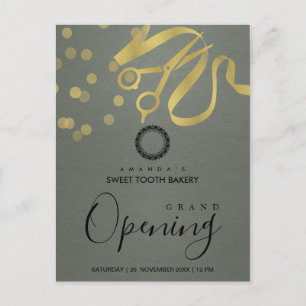 RIBBON D'OR GRIS COUPANT GRAND OUVERT INVITATION