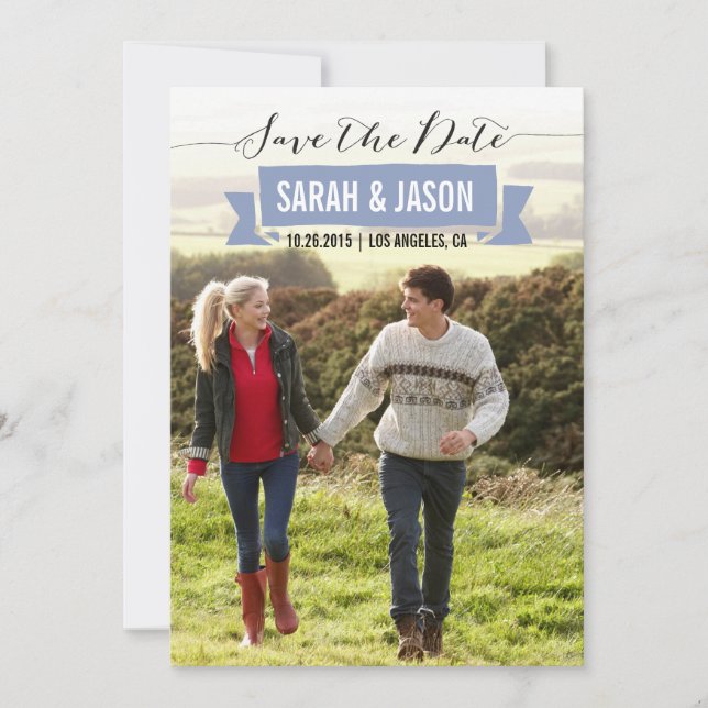 RIBBON ENREGISTRER LA DATE CARTES PHOTOS - LAVENDE (Devant)