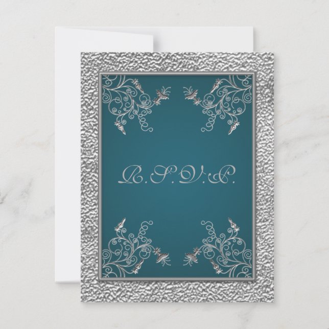 RIBBON IMPRIMÉ Turquoise sur carte FAUX Pewter RSV (Devant)