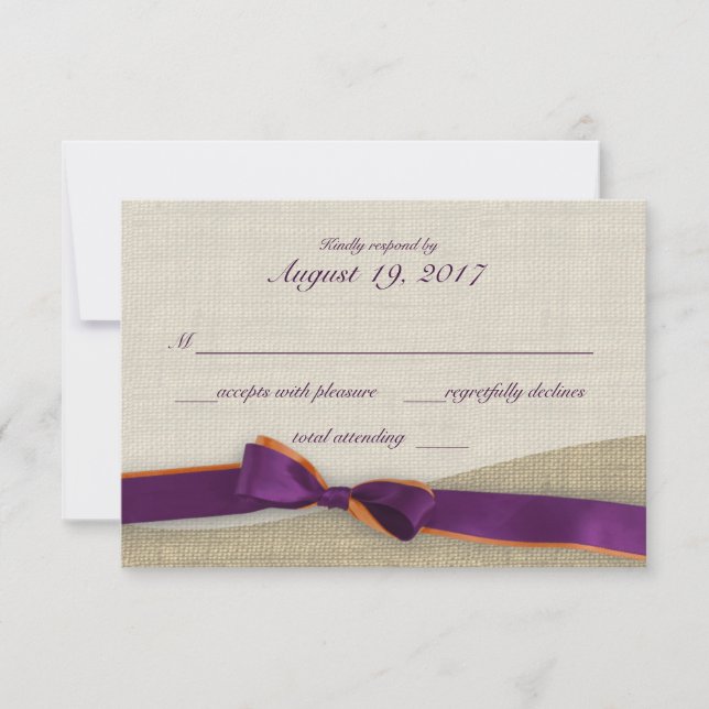 Ribbon pourpre et orange et réponse au Burlap (Devant)