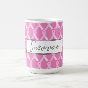 Ribbon rose Cancer du sein Survivant Café Mug