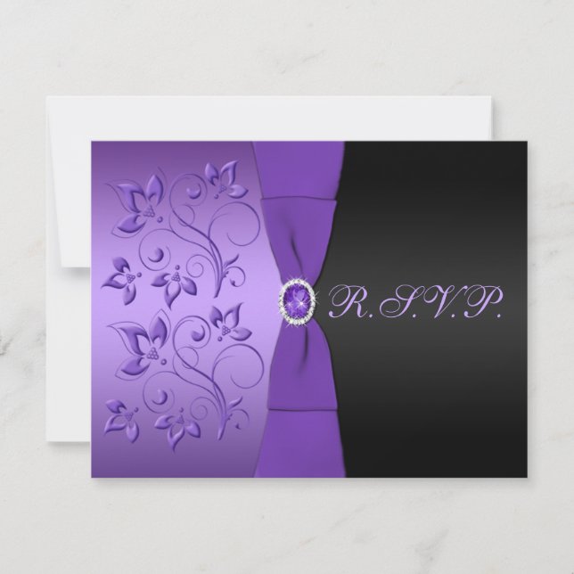 RIBBON violet, noir, carte de réponse florale (Devant)