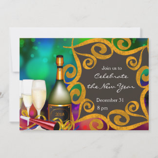 Ribbons Champagne Invitation du Nouvel An