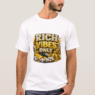 Rich Vibes Only – Luxe T-Shirt Orné d'Or pour une