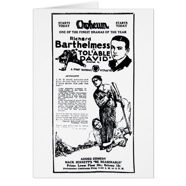 Richard Barthelmess 1922 annonces vintages de film (Devant)