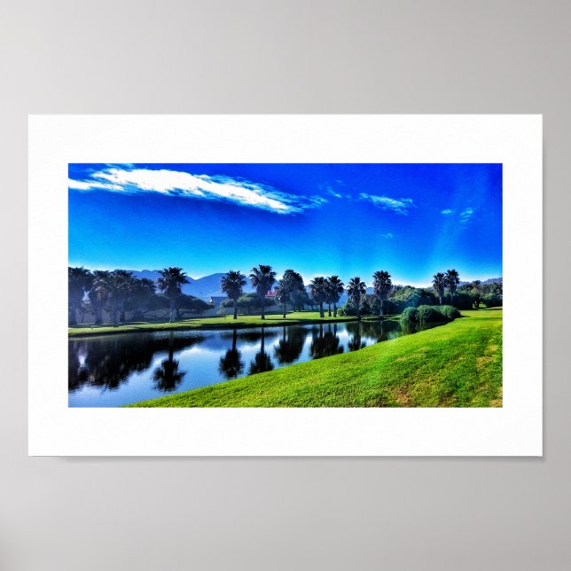 Riche bleu vert paysage Palms Lake Golf Poster (Devant)