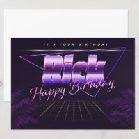 Rick Name Prénom lila retro Carte Anniversaire