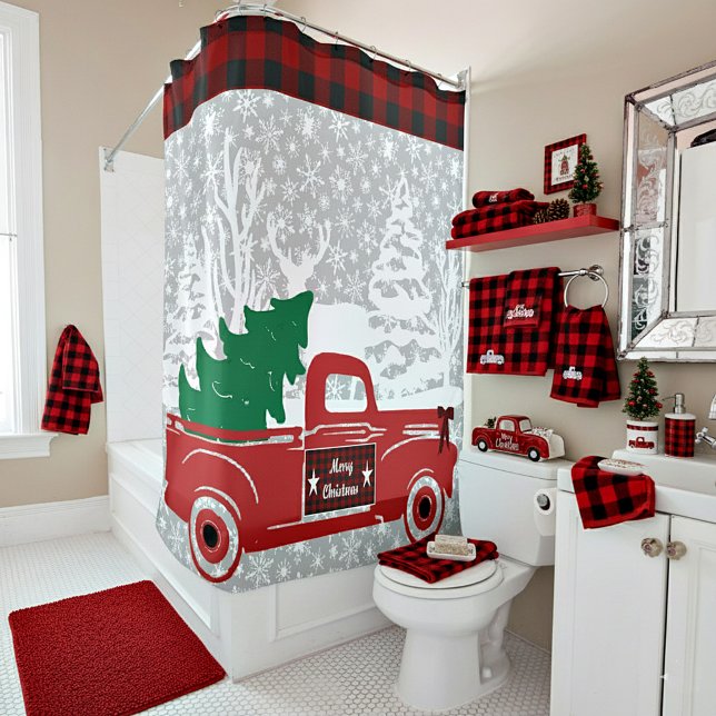 Ride de Noël pickup et arbre Rideau de douche (Créateur téléchargé)