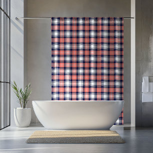 Rideau à carreaux Corail Navy Cadeau pour des jour