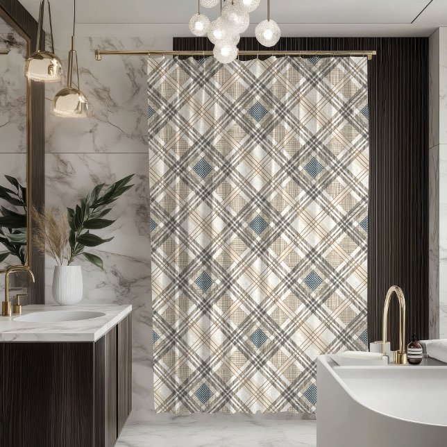 Rideau à ton neutre Moderne déclaration géométriqu (Neutral Toned Curtain Modern Geometric Statement)