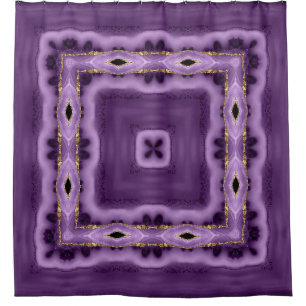 Rideau abstrait violet et or