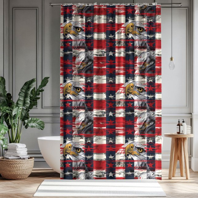 Rideau Aigle et Drapeau 4 juillet Accent de salle  (Eagle and Flag Curtain 4th of July Bath Accent)