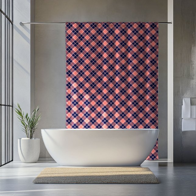 Rideau de bain corail marine Cadeau pour les jours (Coral Navy Bath Curtain Gift for Slower Days Ahead)