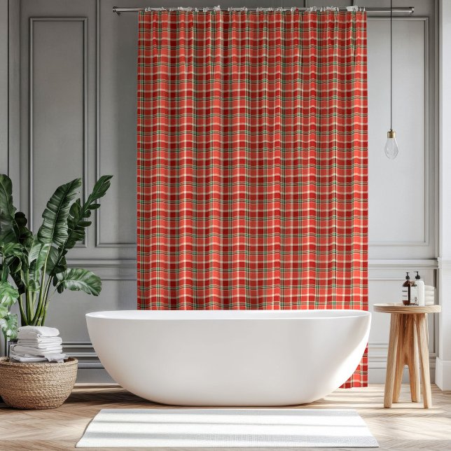 Rideau de bain rouge vert, accent de Noël intempor (Red Green Bath Curtain Timeless Christmas Accent)