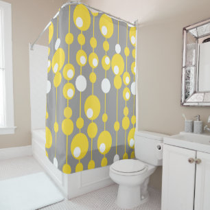 Rideau de Bain Sphères En suspens Jaune et Gris