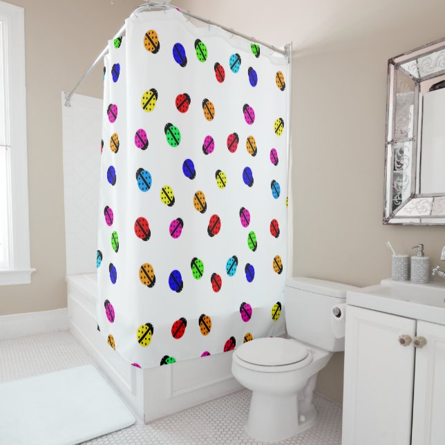 Rideau de douche à bulles multicolore Lady (En situation)