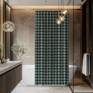 Rideau de douche à carreaux bleu classique pour ho