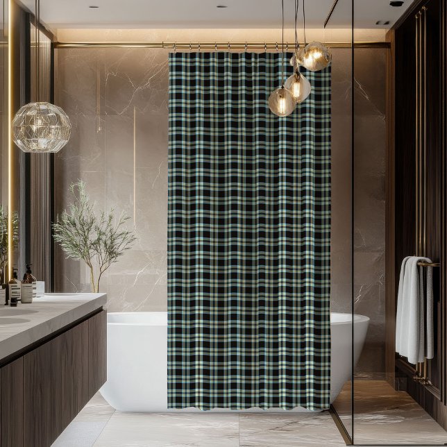 Rideau de douche à carreaux bleu classique pour ho (Classic Blue Plaid Shower Curtain for the Modern Man)