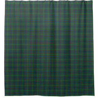 Rideau de douche à carreaux tartan bleu vert