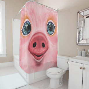 Rideau de douche à cochon mignon