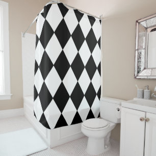 Rideau de douche À damiers noir et blanc