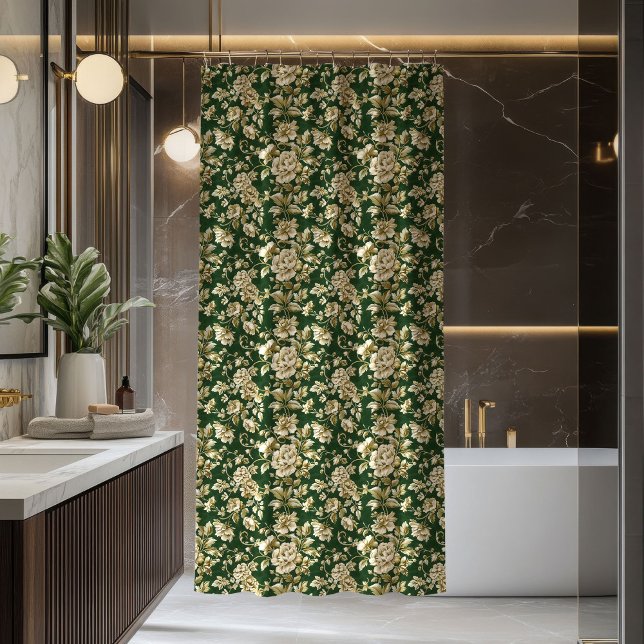 Rideau de douche à feuillage verdoyant Pastel Élég (Greenery Foliage Shower Curtain Pastel Elegant)