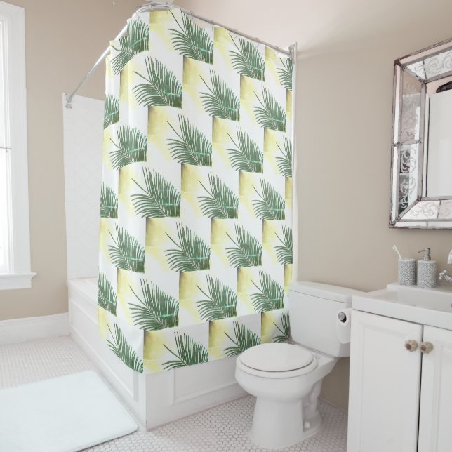 Rideau de douche à feuilles fanées d'un palmier él (En situation)