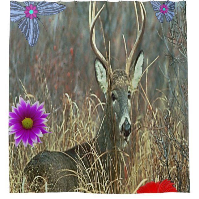 rideau de douche à fleur de cerf sauvage (Devant)