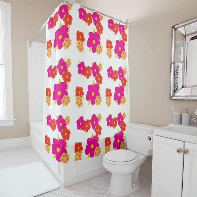 Rideau de douche à fleurs (En situation)