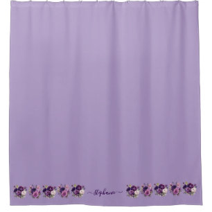 Rideau de douche à fleurs de lavande en bas