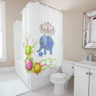 Rideau de douche à fleurs éléphant