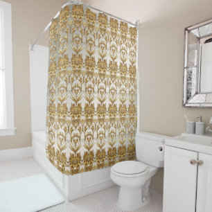 Rideau de douche à fleurs Feuille Golden Wavy