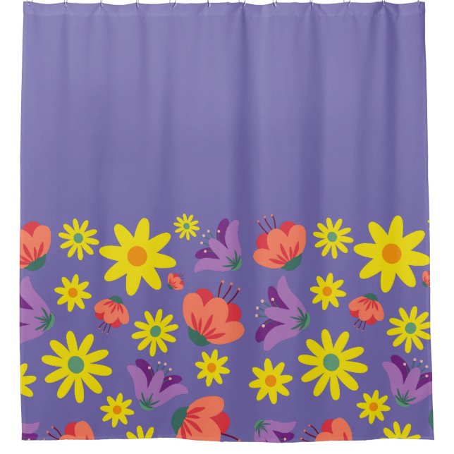 Rideau de douche à fleurs mignonne violet (Devant)