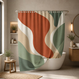 Rideau de douche à formes organiques abstraites mo
