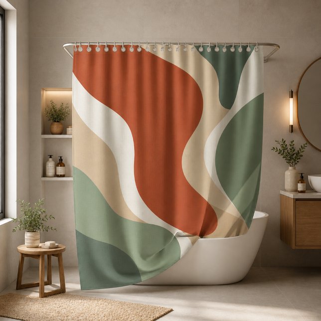 Rideau de douche à formes organiques abstraites mo (Créateur téléchargé)