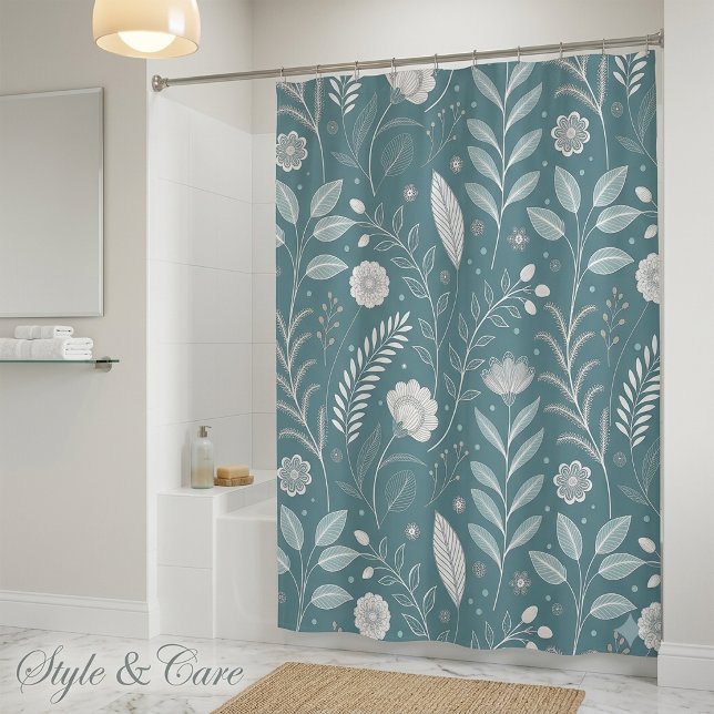 Rideau de douche à impression florale artistique D (Artistic Flower Print Shower Curtain Decor)