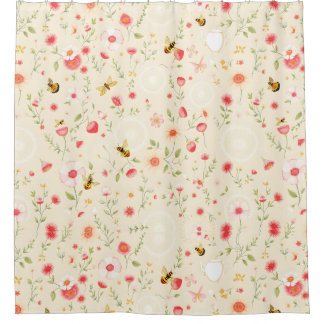 Rideau de douche à la campagne - Cottagecore