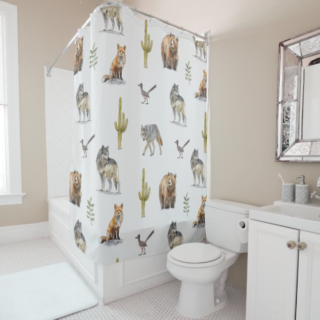 rideau de douche à la faune (En situation)