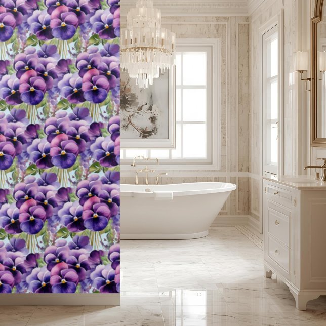 Rideau de douche à la pensée violette élégante (Créateur téléchargé)