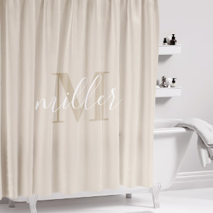 Rideau de douche à monogramme de nom de famille be