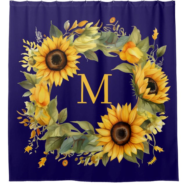 Rideau de douche à monogramme Tournesols (Devant)