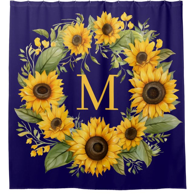 Rideau de douche à monogramme Tournesols (Devant)