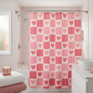 Rideau de douche à motif coeurs peints d'amour