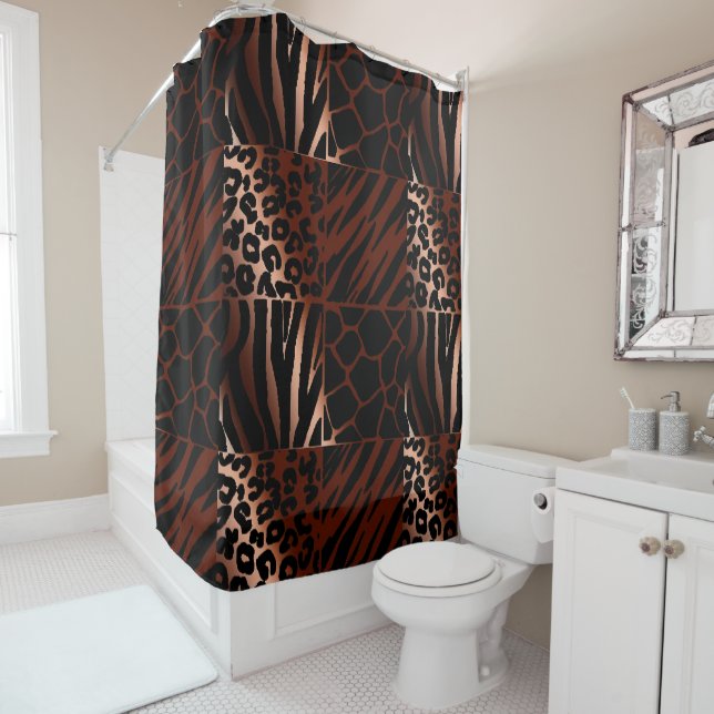 Rideau de douche à motif d'animaux exotiques (En situation)