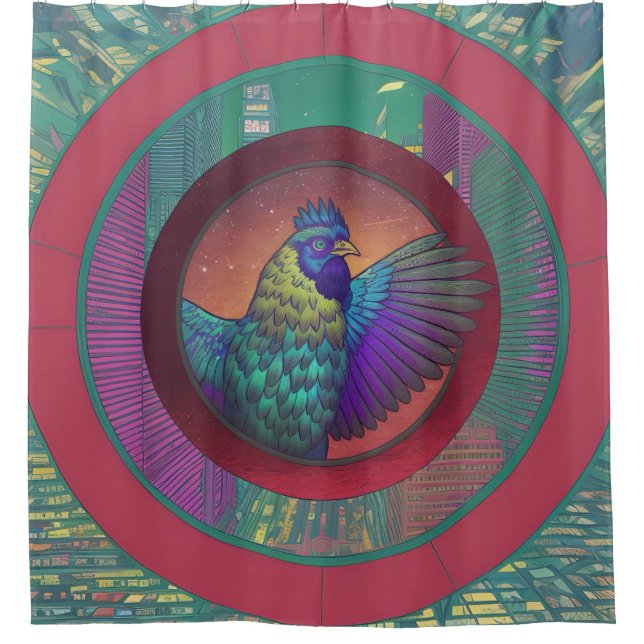 Rideau de douche à motif de cercle de poulet (Devant)