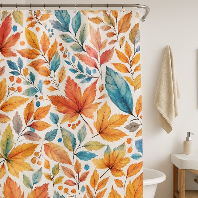 Rideau de douche à motif de feuilles de saison aut (Ai generated prompts by Susang6)