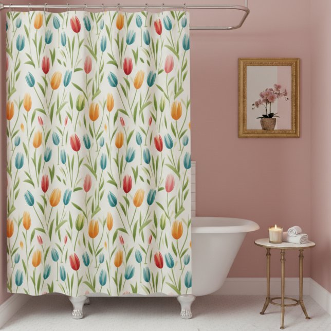 Rideau de douche à motif floral (colorful fun spring tulips floral garden shower curtain)