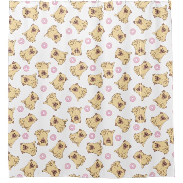 Rideau de douche à motif pug (Devant)